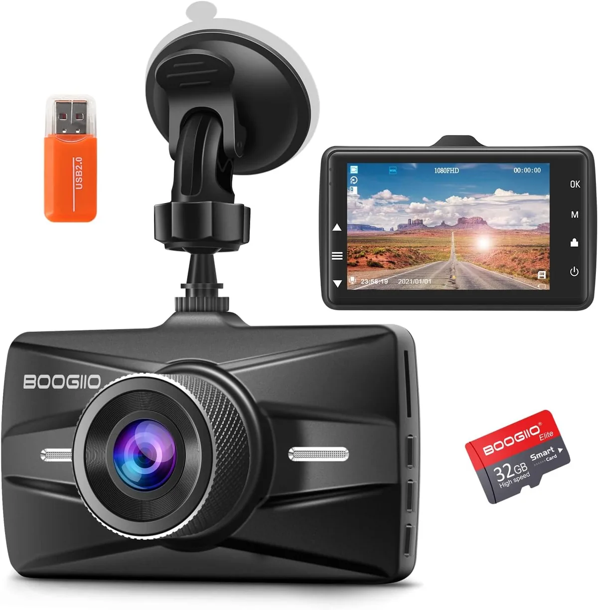 Dashcam 1080P avec écran IPS 3 pouces et vision nocturne